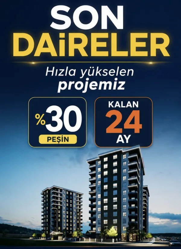EMLAX'TAN KILAVUZDA %30 PEŞİN KALAN 24 AY VADE İLE 3+1 DAİRE